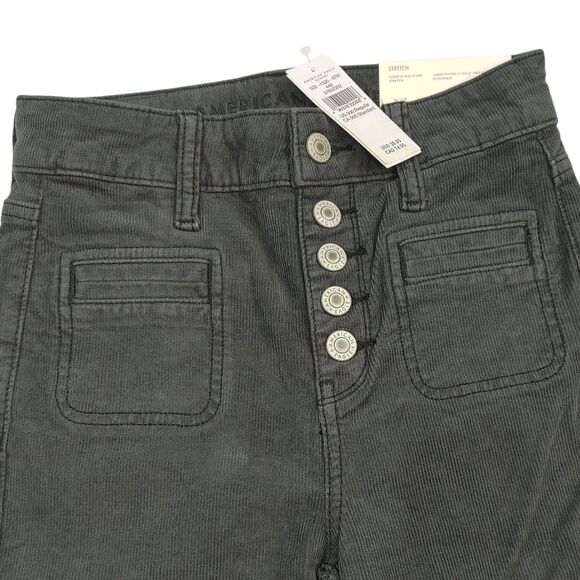 NWT American Eagle Corduroy Pants Womens 000 Super High Rise Flare Button Fly - Picture 6 of 16